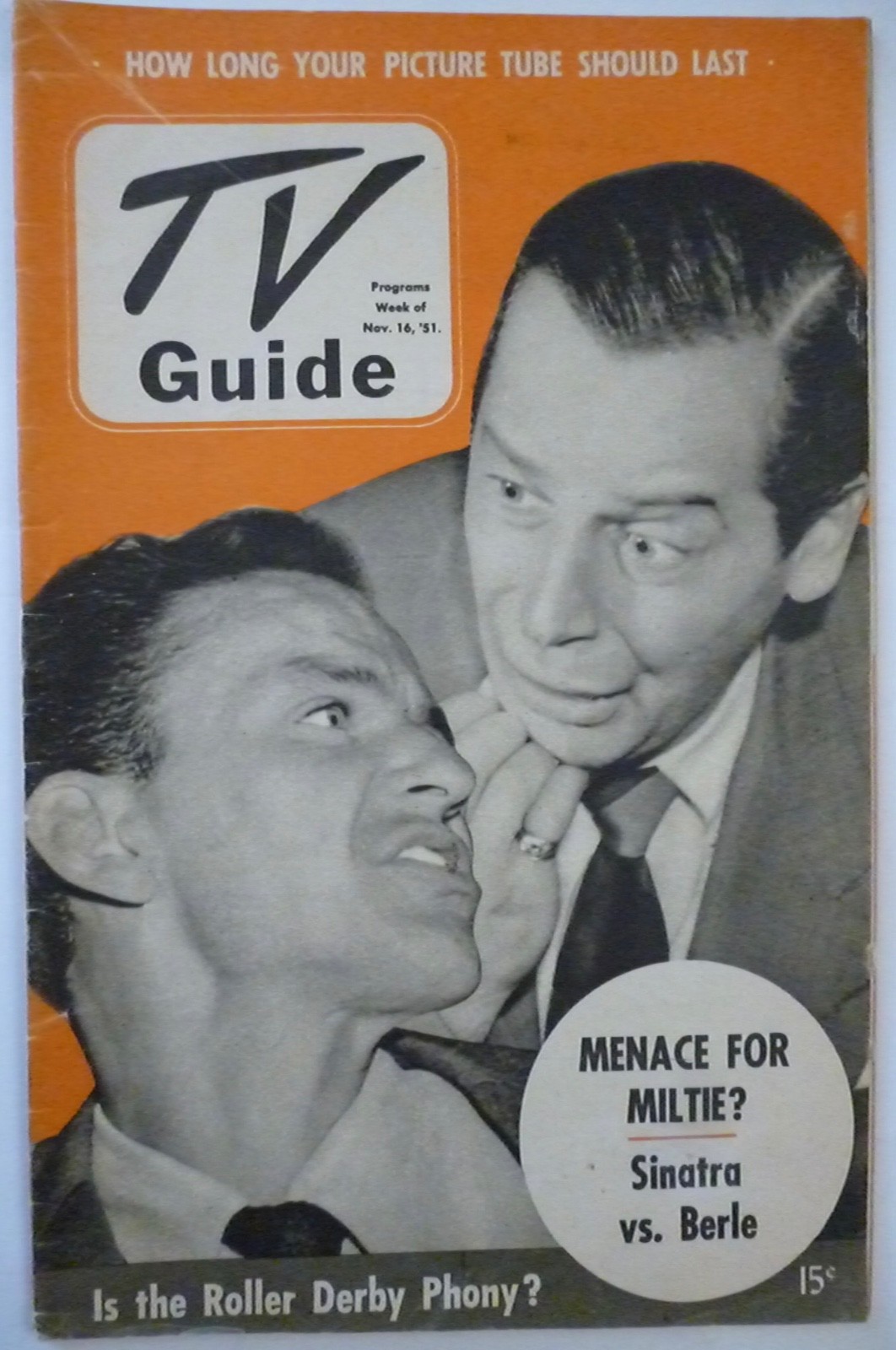 New York Metro November 16 1951 TV Guide Milton Berle FRANK SINATRA Roller Derby