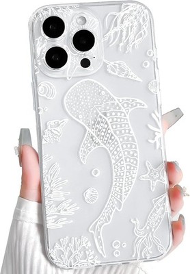iPhone 14 Pro Max Case Clear Cute Shell Whale Sea Ocean Animal Pattern for Women