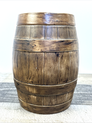 Vintage Ceramic 7.5 in Candy/ Cookie Jar Wooden Barrel (Read Description) BS120 - Picture 3 of 12
