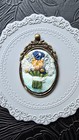 Spring Ornate Brass HM Floral Bouquet Embroidery Necklace Pendant Flowers Vtg — photo 3