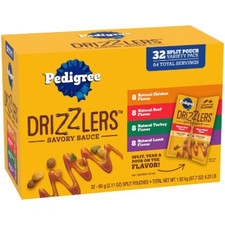 Pedigree Chicken, Lamb, Beef and Turkey Drizzlers Pouch Wet Dog Food-67.2oz/32ct