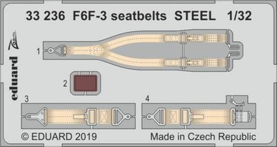 Eduard 33236 1:32 Grumman F6F-3 Hellcat Sicherheitsgurte STAHL