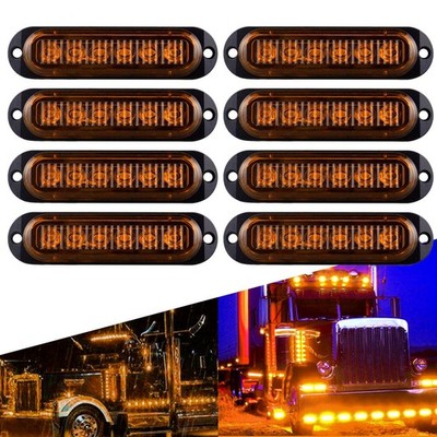 8PC Amber LED Marker Side Light Clearance Lamp Fit Trailer Truck Caravans Pickup