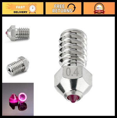 0.4mm Ruby Nozzle for E3D V6, Prusa i3 MK3S, Anycubic Mega/Kobra - Hardened, Nic