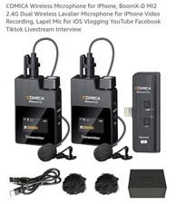 COMICA Wireless Microphone for iPhone, BoomX-D MI2 2.4G Dual Wireless Lavalier