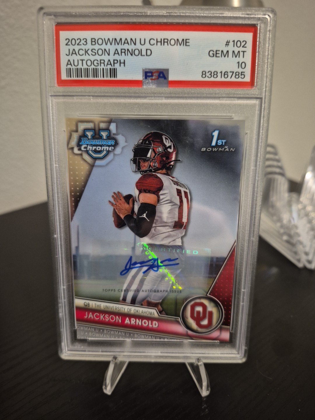 🔥🔥2023 Bowman University Chrome Jackson Arnold #102 (RC) Auto PSA 10 GEM MT
