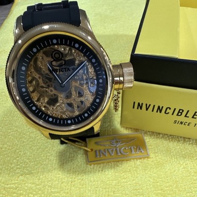 Invicta Russian Diver Men's Automatic Skeleton Dial Watch 52mm 50m Black Strap