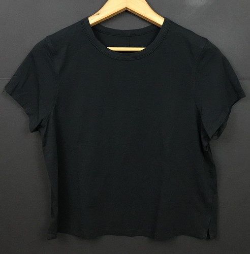 Lululemon Classic-Fit Cotton-Blend T-Shirt Black Waist Length Tee Size 8