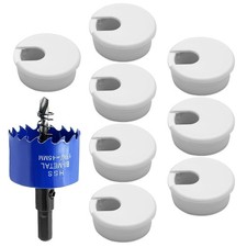 8pcs 1-3/4 Inch Desk Grommet with Drilling Hole Saw, Plastic Desk Hole Cover,...