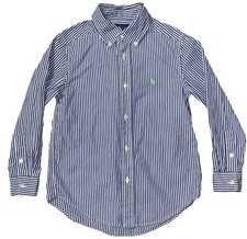 RALPH LAUREN Boy s 5 Button Down Shirt Blue White Striped Collared Casual Dress