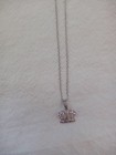 Stamped 925  Silver  with pink Crystal Stones  in a Princess Crown 18" Necklace — photo 2