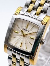 SEIKO Exceline 1F21-0BF0 Quartz Watch Gold Di...