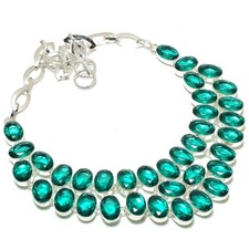 Faceted Apatite Quartz Oval Gemstone 925 Sterling Silver Jewelry Necklace 18" E4