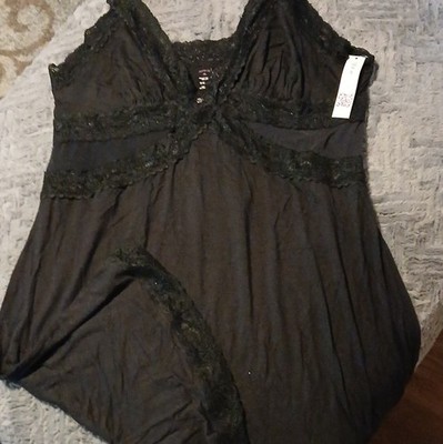 Adore Me Black Lace Chemise Sleeveless V-Neck Solid Women s XL