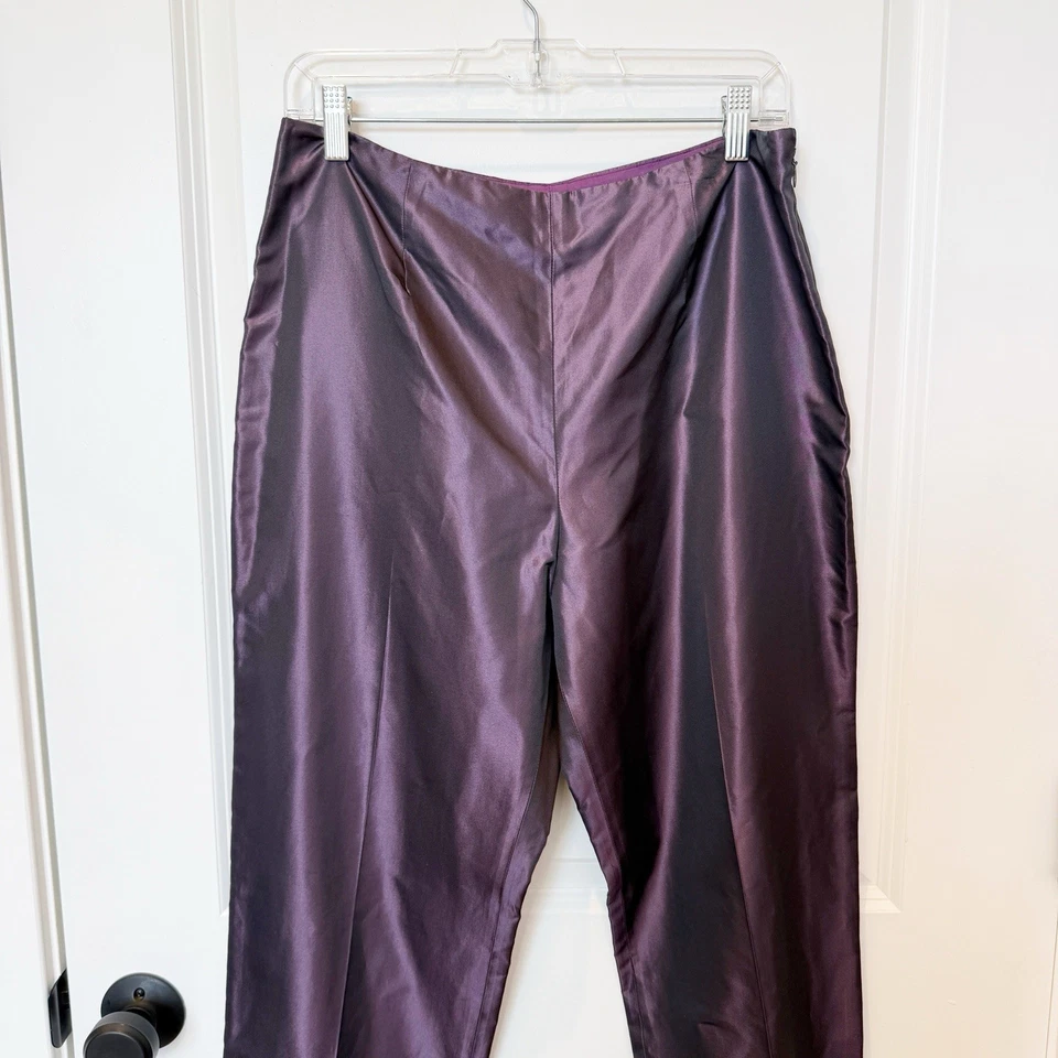 Pantalones de Seda Iridiscente Ann Taylor De Colección Talla 10 Y2K Fantasy Moody Phoebe Friends Foto 2 de 4