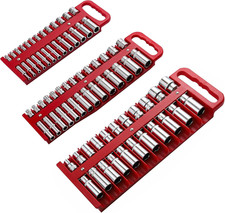 Heavy Duty Magnetic Socket Organizer Set - 3 Pcs Holds 76 Sockets