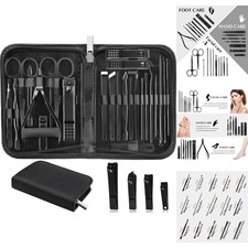 26pc Manicure Pedicure Kit Stainless Steel Nail Clippers Professional Grooming
