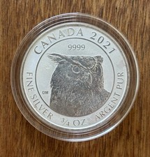 2021 Canada Silver 3/4oz 9999 Great Horned Owl Reverse Proof