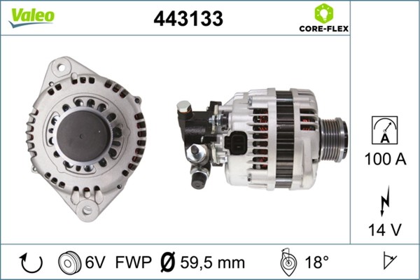 Lichtmaschine Generator Lima Valeo CORE-FLEX 443133 FüR A04 Astra 100A Opel 14V-image