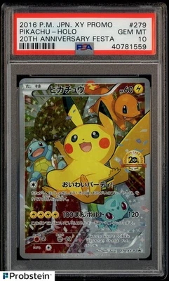 2016 Pokemon Japanese XY Promo 20th Anniversary Festa #279 Pikachu Holo PSA 10