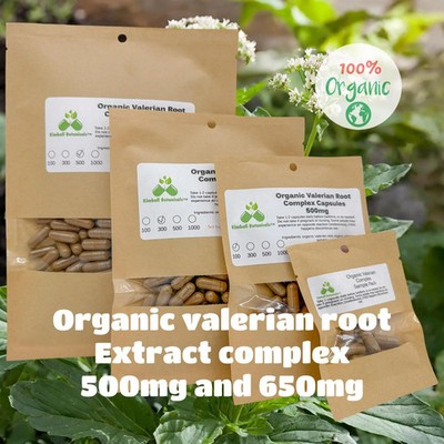 Organic Valerian Root Extract complex (valerian officinalis) 500mg or 650mg