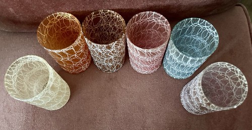1950’s Retro Colour Craft Glass Spaghetti String 6oz. Juice Glasses - Set of 6 - Picture 3 of 5