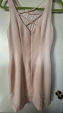CDC light pink peach satin mini dress crosshatch back side zipper Small lined