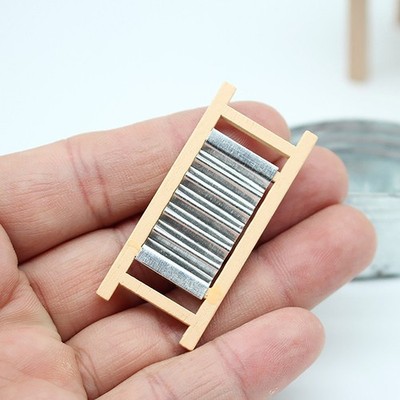 1Set 1:12 Dollhouse Miniature Washboard Iron Bucket Bathroom Model Decor Toy