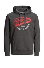 Jack and Jones Men's Hooded Pullover Sweatshirts Blue Warm Long Sleeve Size S