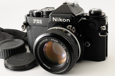 [Near MINT w/Strap] Nikon FE2 black 35mm Film Camera Ai 50mm F1.4 Lens JAPAN