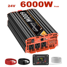 3000W/6000W pure Sine Wave Inverter  24V DC to 110V AC  Dual USB  RV/Camp