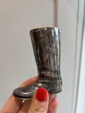 Vintage Made In England Sterling Silver Boot Shot Glass Spirit Measure Kitsch
