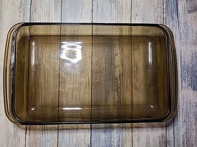VTG PYREX Rectangle Amber Brown 28x18X4 cm Casserole Dish CORNING Baking Pan 232
