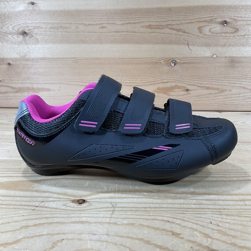 NWOB Tommaso Pista 100 Cycling Shoes Woman’s 7.5 EU 38 2-Bolt 3-Bolt Black Pink - Picture 2 of 12