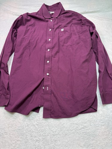 Cinch White Label Mens Shirt Size L Maroon Rodeo Western Long Sleeve button up