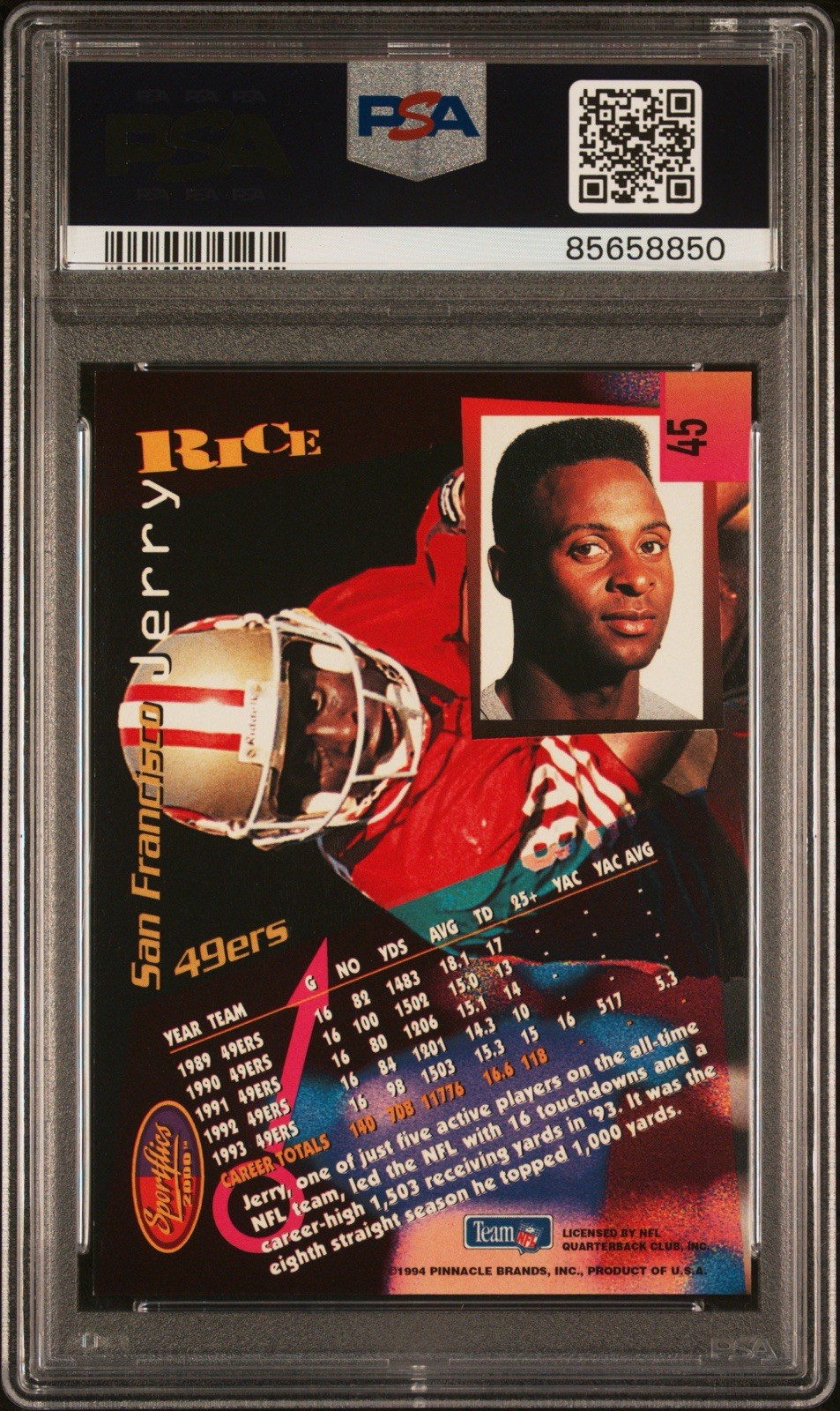 1994 Sportflics 2000 - Jerry Rice #45 PSA 8 view 2