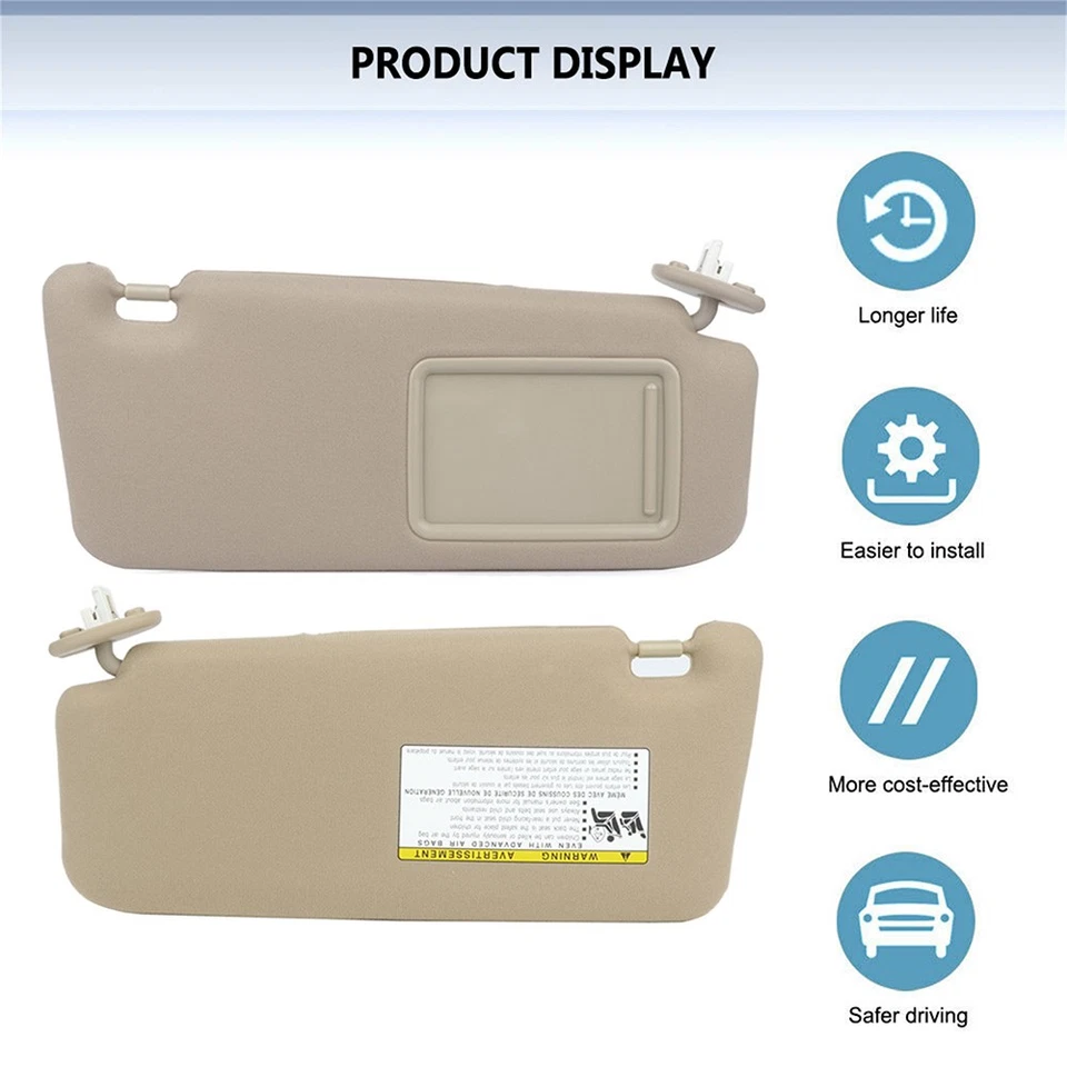 For 2009-2016 Toyota Venza Tan Beige Right Passenger Side Sun Visor w/Sunroof Foto 4 de 4