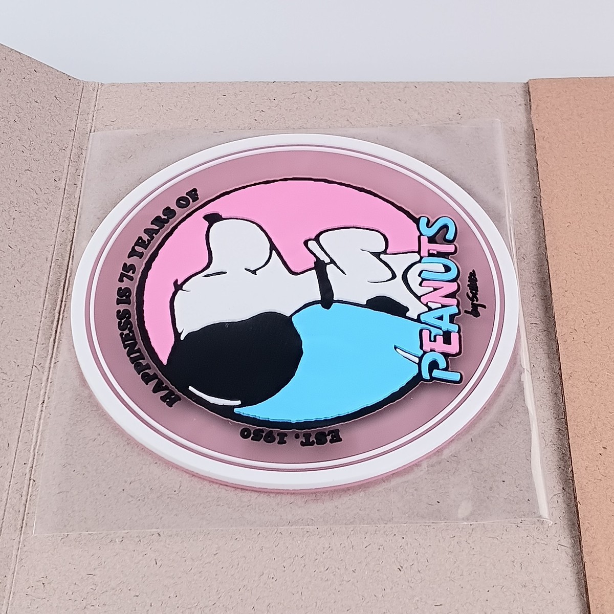 Snoopy 1950s Peanuts 75th Anniv. Clear Rubber Coaster Bandai From