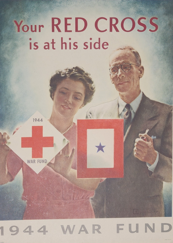 Vintage WWII Propaganda Poster Lithograph RED CROSS 1944 WAR FUND - Picture 2 of 10