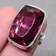 Faceted Pink Amethyst Gemstone Handmade Fashion Adjustable Jewelry Ring SR 2099