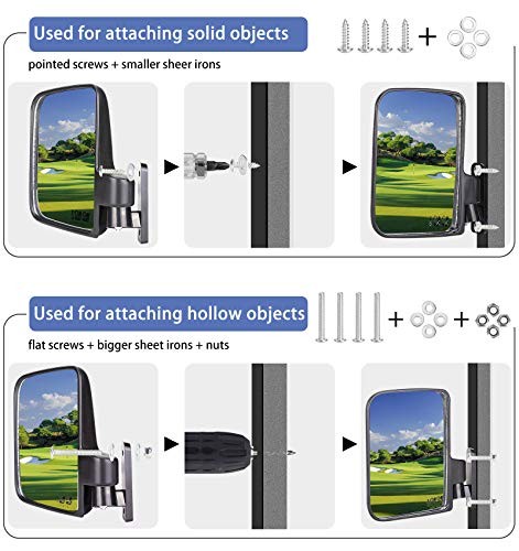 Universal Golf Cart Rear View Mirror Wide Rear View Convex and Folding Side - Picture 7 of 8