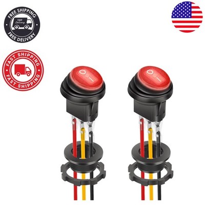 Lighted 12V Rocker Toggle Switch Set - Waterproof for Cars, ATVs, Boats, & RVs