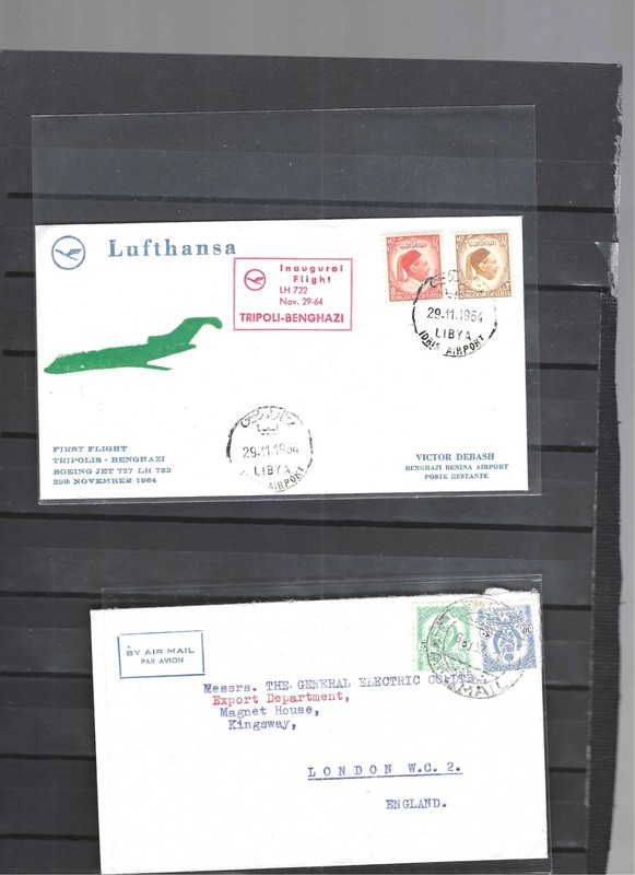 LIBYA COVERS 1950 ISH 1 FIRST FLIGHT LOT OF 4 AIRS CANCESL!! LUFTHANSA  VF #550