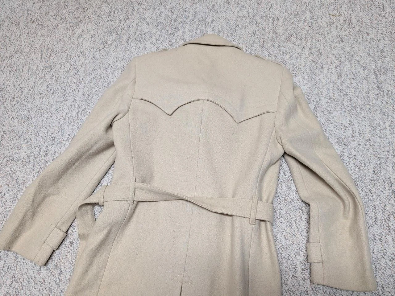 vintage OVERCOAT wool BELTED off-white 36 sherlock AMERICAN MALE slim XS image 3