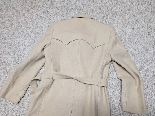 vintage OVERCOAT wool BELTED off-white 36 sherlock AMERICAN MALE slim XS image 3