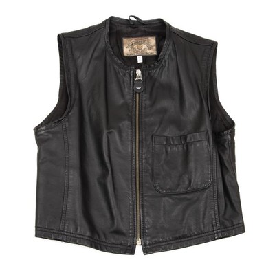 トップス Archive EMPORIO ARMANI leather vest ARMANI JEANS Leather Patch Pocket Zip Vest Size 46(K-153921
