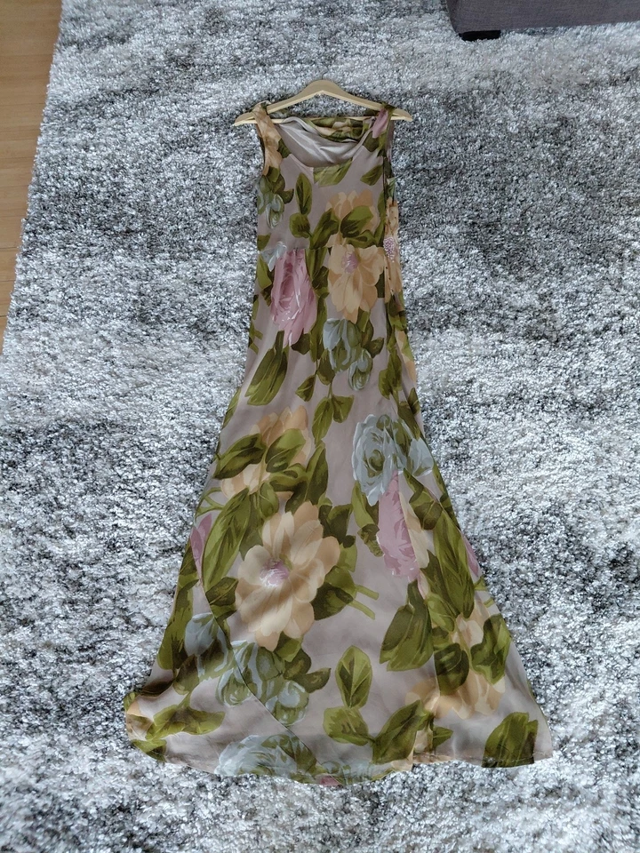 Vestido De Colección Años 90 Y2k MAXI Hada Cachicho XL Columna Floral Cuentas Fiesta *LEER Foto 2 de 4