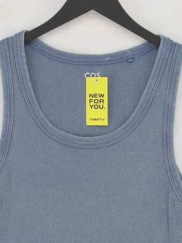 COS Men's T-Shirt M Blue Cotton with Elastane Basic - Picture 3 of 6