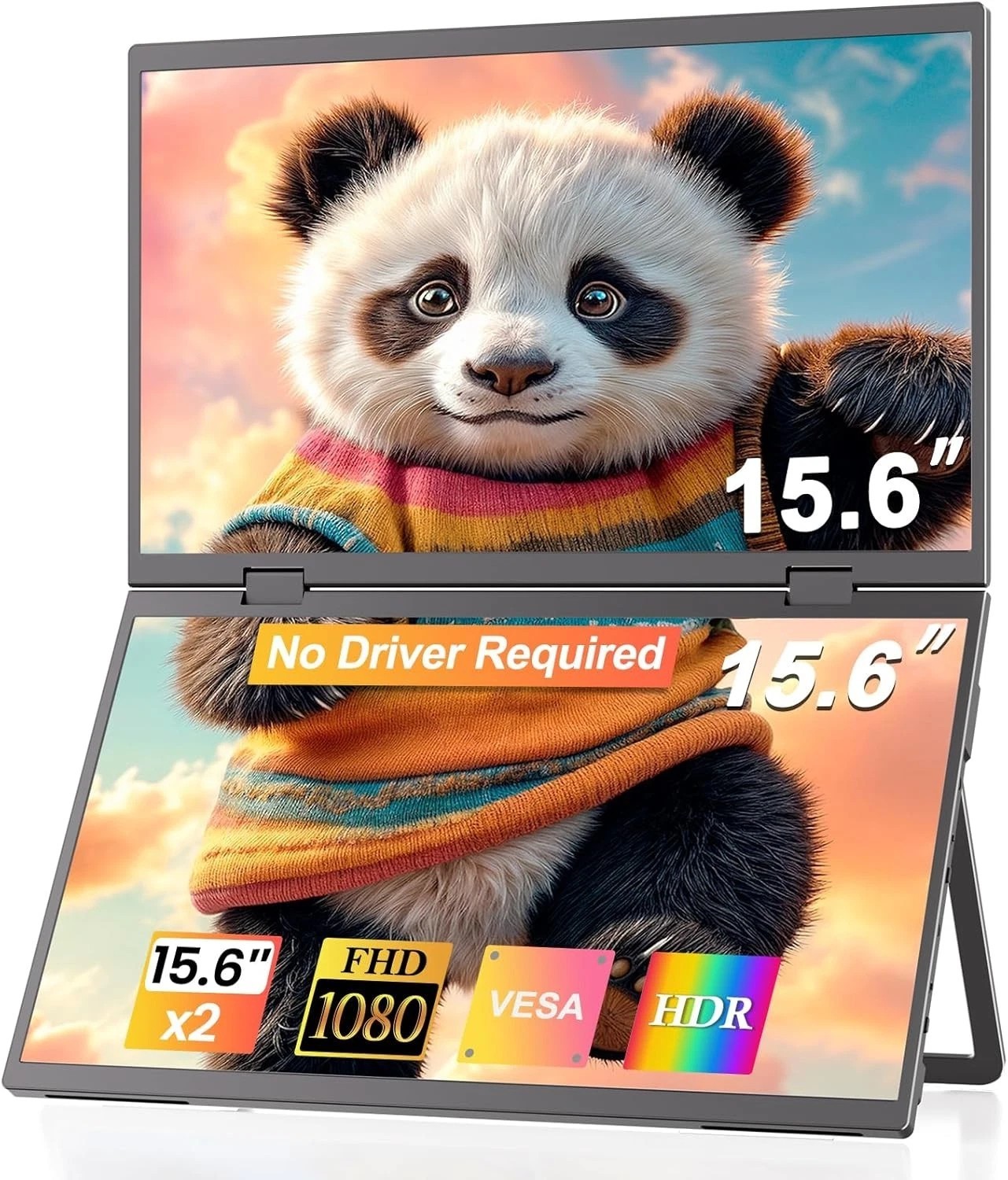 Monitor Portatile Doppio 15.6" FHD IPS Pieghevole