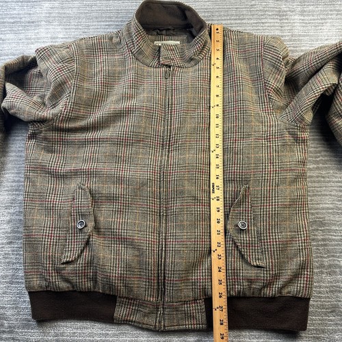 LL Bean Jacket Mens Extra Large Brown Houndstooth Zip Wool Blend Bomber Tweed - Picture 8 of 9